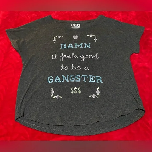 XL Perfect Condition Damn it feels good to be a gangster in cross stitch!😂🤣😂🤣 - Picture 4 of 11